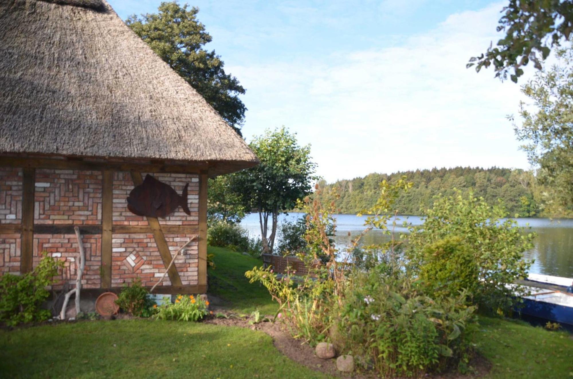 Reetdachkate Auf Gestuet Schierensee Grebin Esterno foto